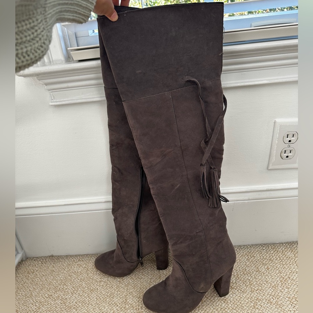 Grey over-the-knee boots
